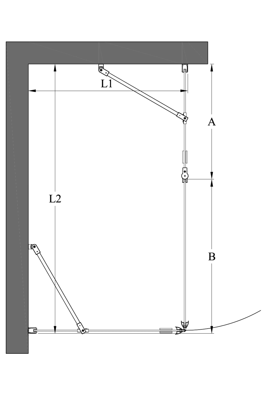 Duschecke Hietakari Infinia 253, Festwand + Drehtür mit Festteil – 2