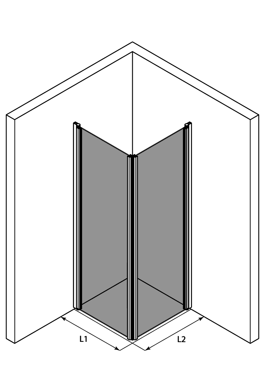 Duschecke Hietakari Infinia 255, Drehtür + Drehtür – 3