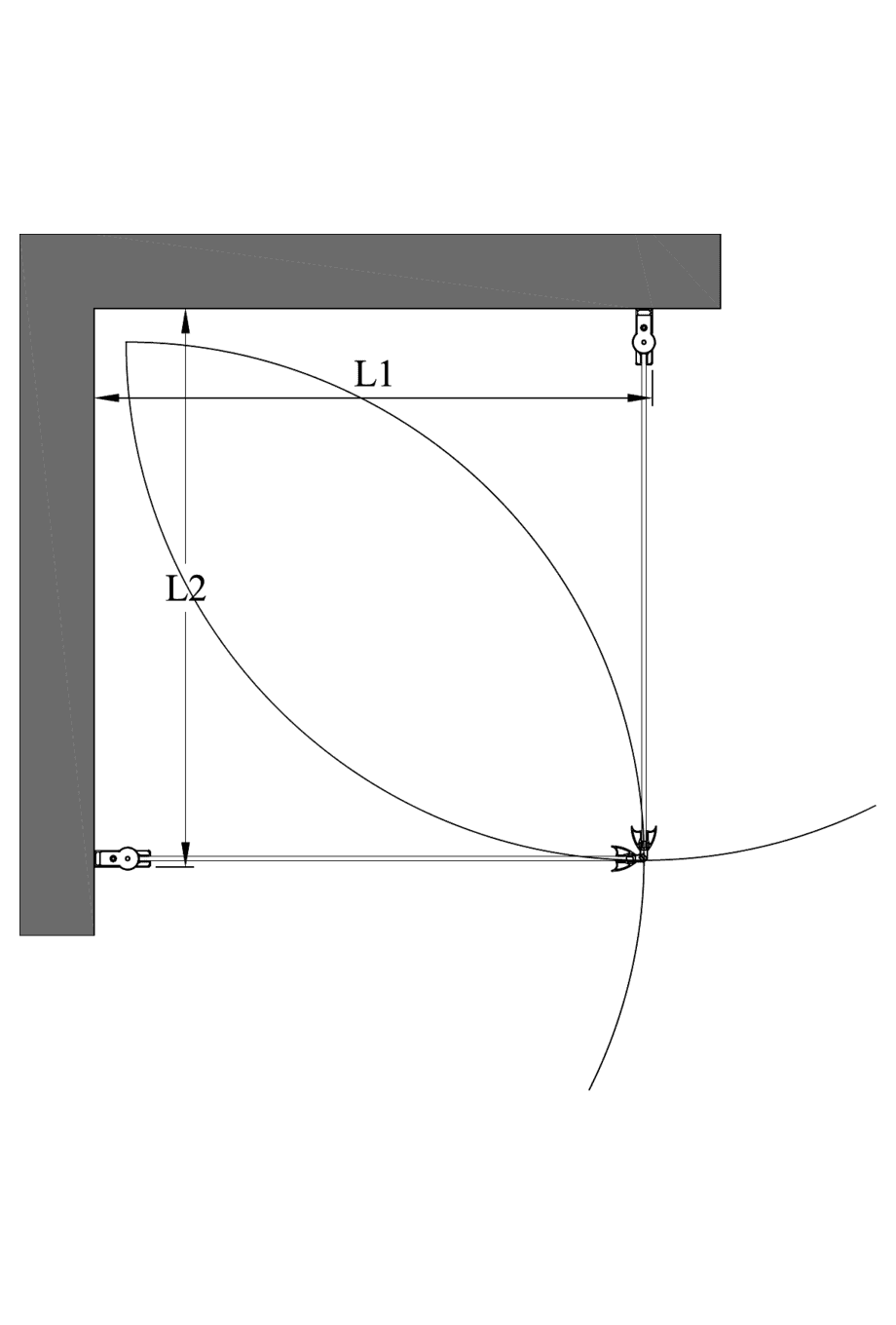 Duschecke Hietakari Infinia 255 – Masszeichnung Duschecke Hietakari Infinia 255 – Masszeichnung