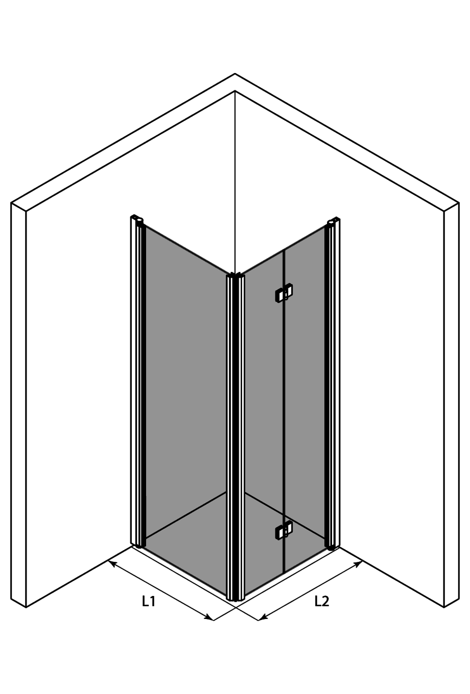 Duschecke Hietakari Infinia 256 – 3D-Zeichnung Duschecke Hietakari Infinia 256 – 3D-Zeichnung