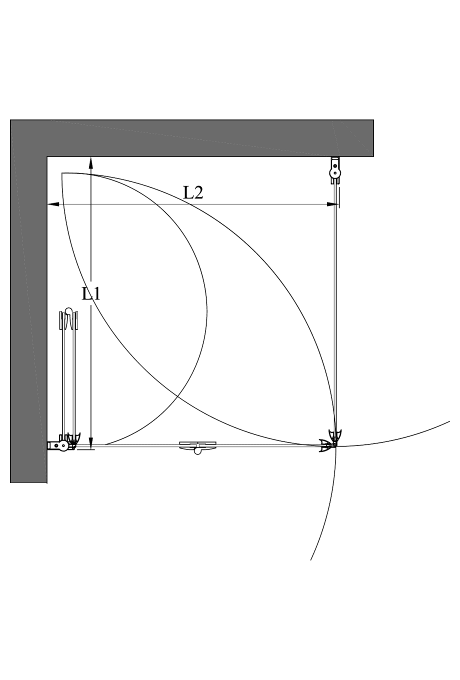 Duschecke Hietakari Infinia 256, Drehtür + Falttür – 2