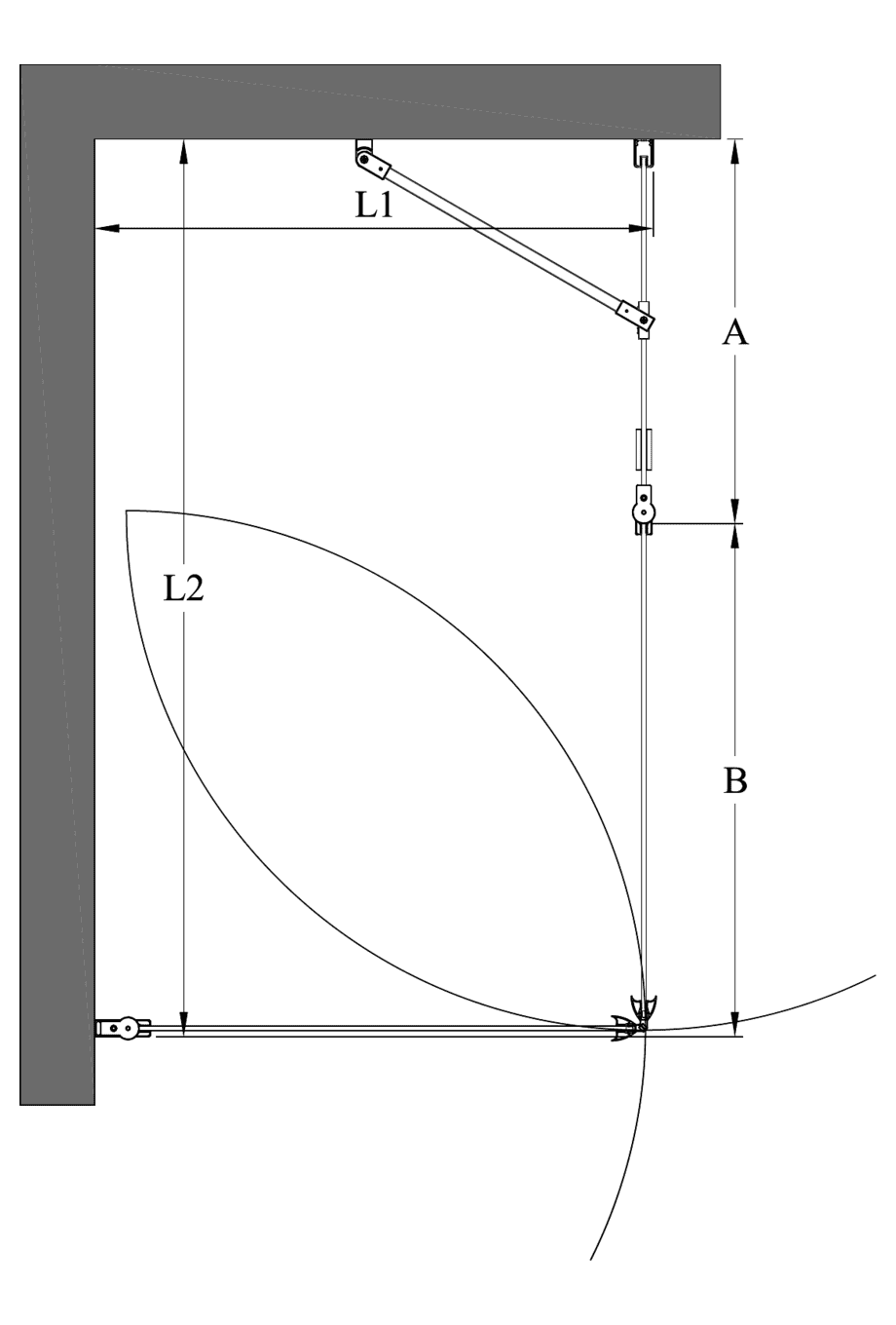 Duschecke Hietakari Infinia 257 – Masszeichnung Duschecke Hietakari Infinia 257 – Masszeichnung