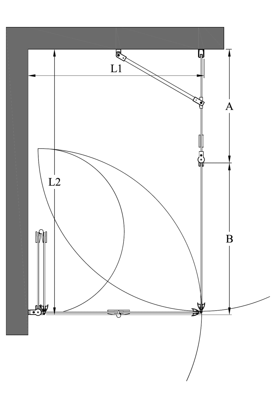 Duschecke Hietakari Infinia 260 – Masszeichnung Duschecke Hietakari Infinia 260 – Masszeichnung