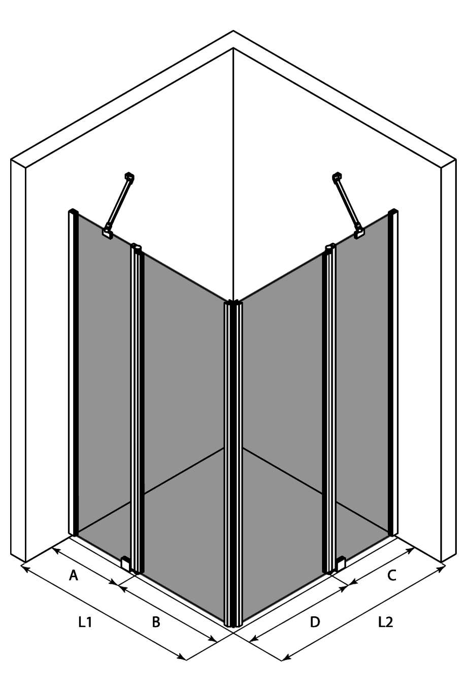 Duschecke Hietakari Infinia 262, Drehtür mit Festteil + Drehtür mit Festteil – 3