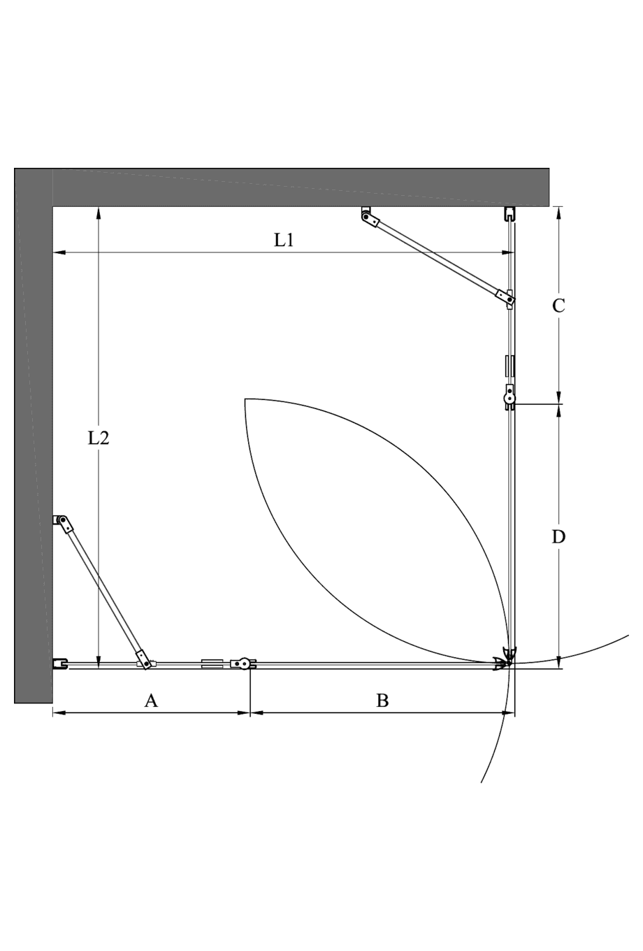 Duschecke Hietakari Infinia 262 – Masszeichnung Duschecke Hietakari Infinia 262 – Masszeichnung
