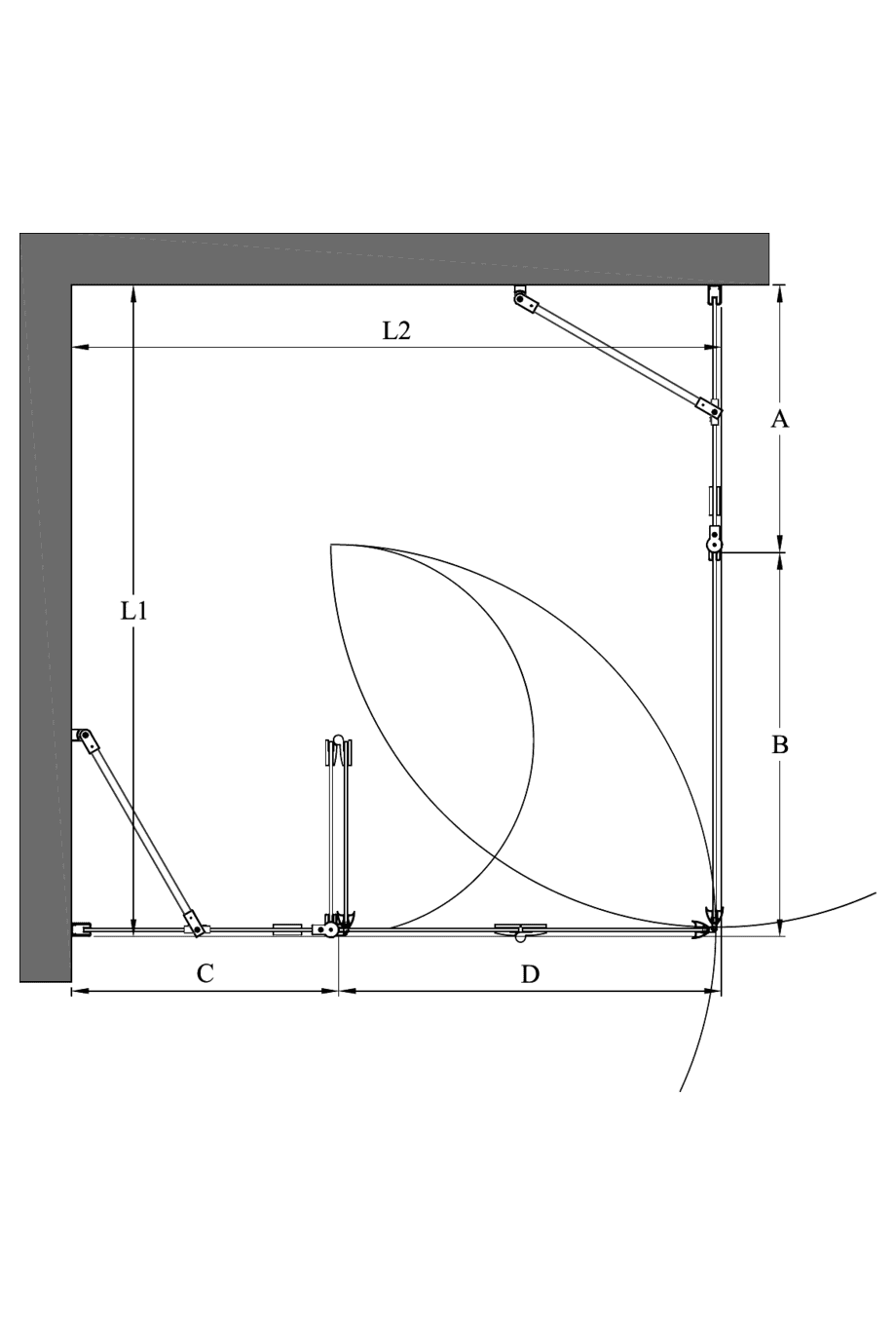 Duschecke Hietakari Infinia 263 – Masszeichnung Duschecke Hietakari Infinia 263 – Masszeichnung
