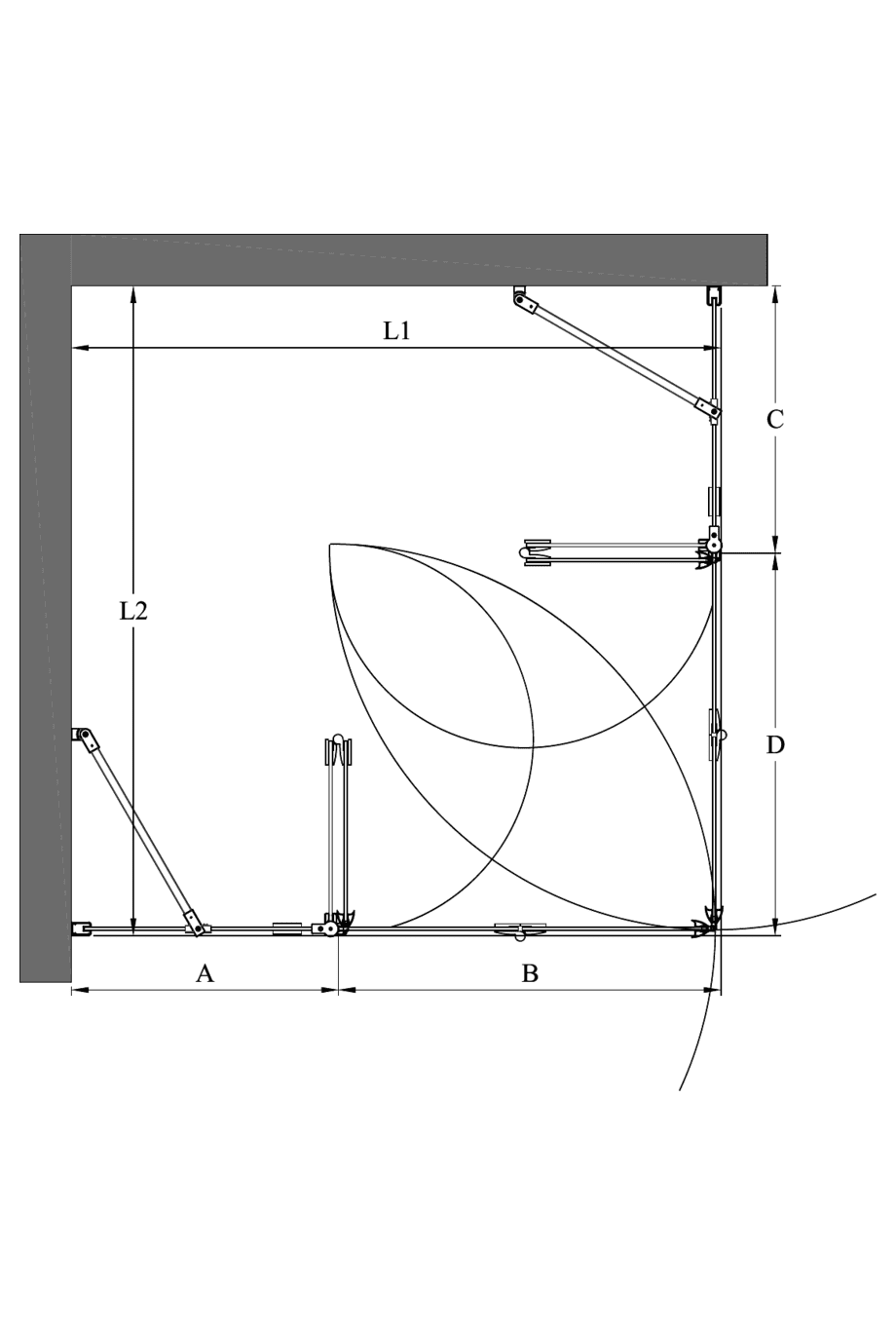 Duschecke Hietakari Infinia 264, Falttür mit Festteil + Falttür mit Festteil – 2