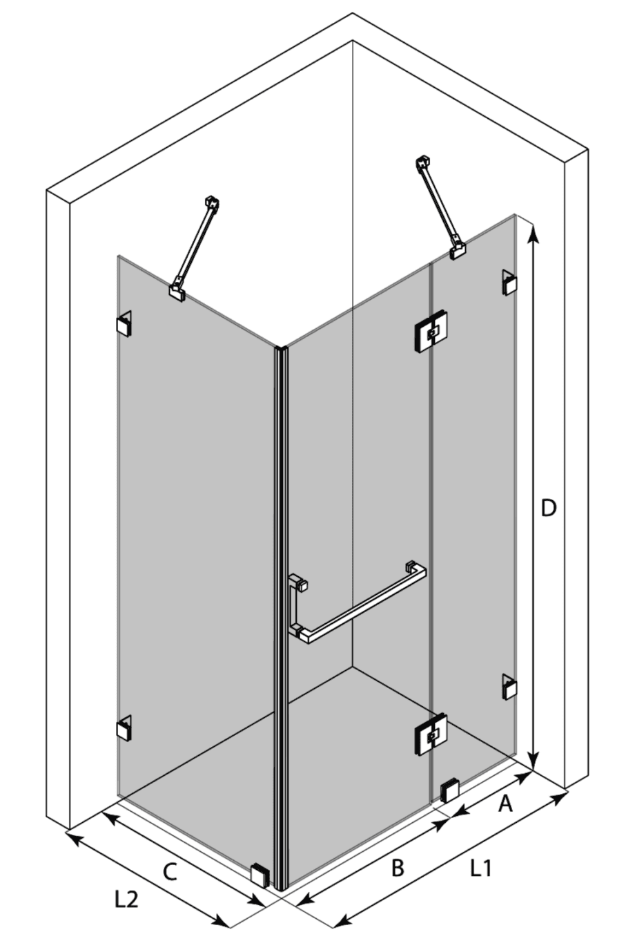 Duschecke Hietakari Vetro 526 – 3D-Zeichnung Duschecke Hietakari Vetro 526 – 3D-Zeichnung
