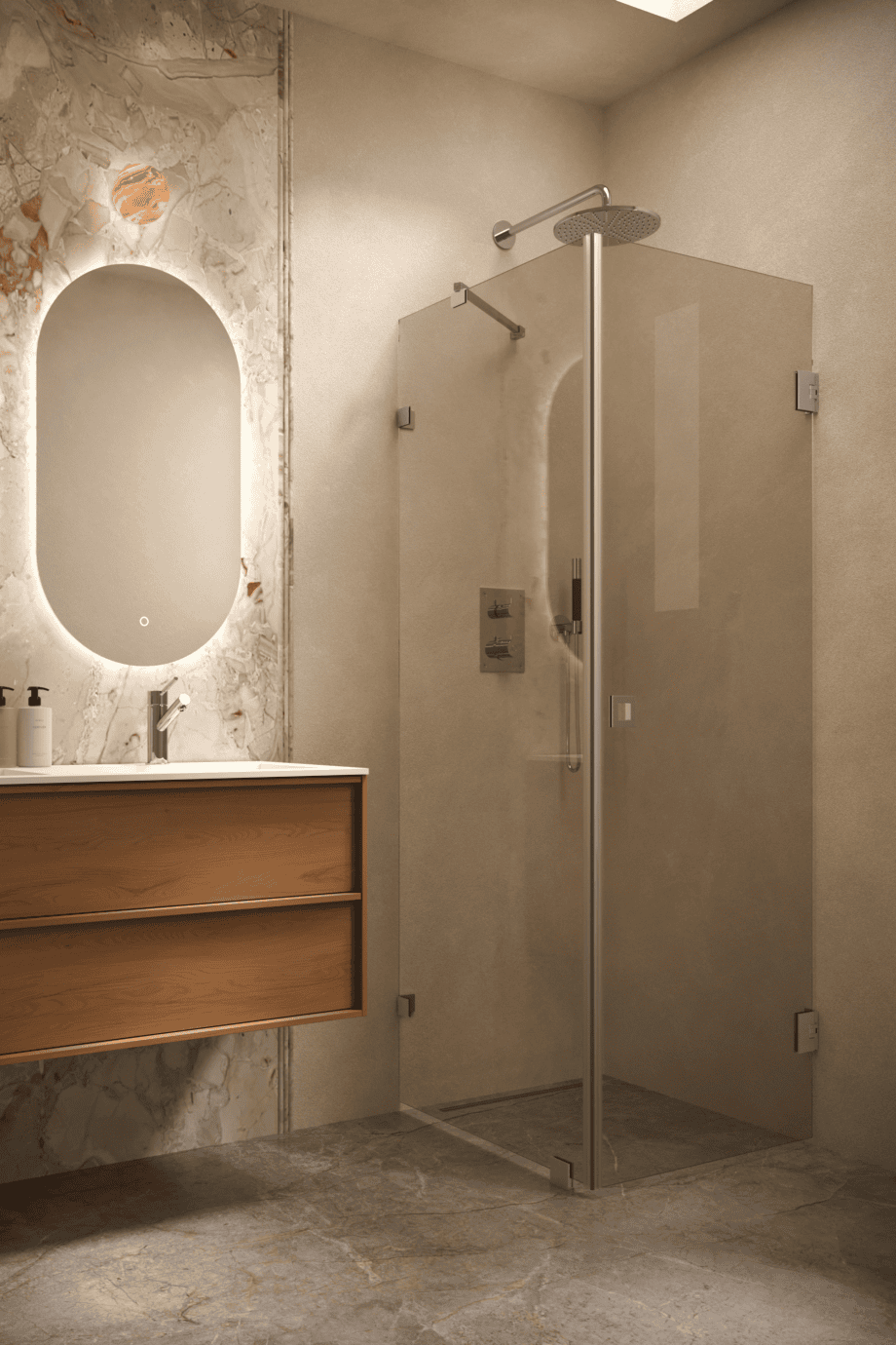 Duschecke Hietakari Vetro 540, gebürstete Beschläge, Bronzeglas