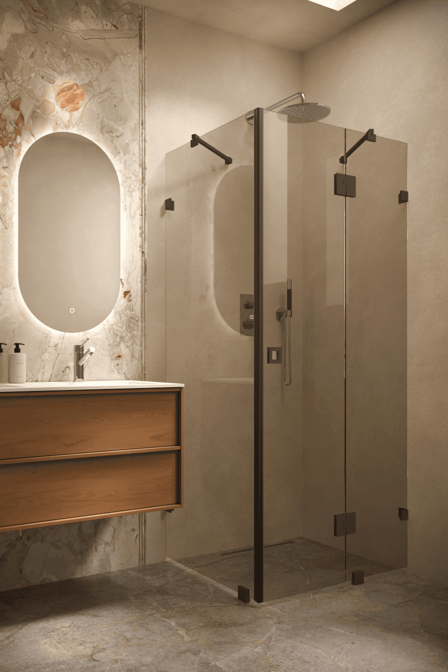 Duschecke Hietakari Vetro 542, schwarze Beschläge, Bronzeglas Duschecke Hietakari Vetro 542, schwarze Beschläge, Bronzeglas