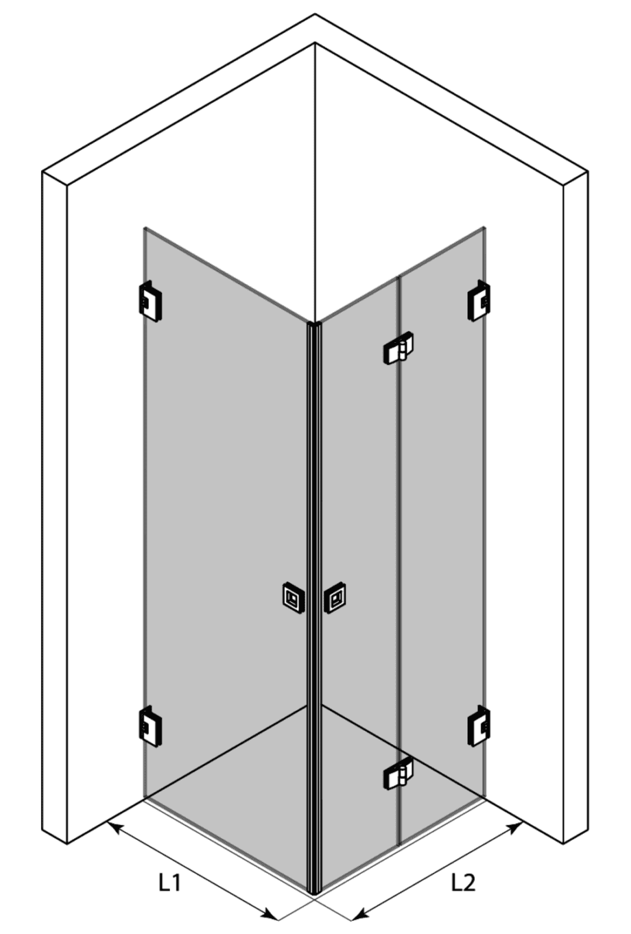 Duschecke Hietakari Vetro 544 – 3D-Zeichnung