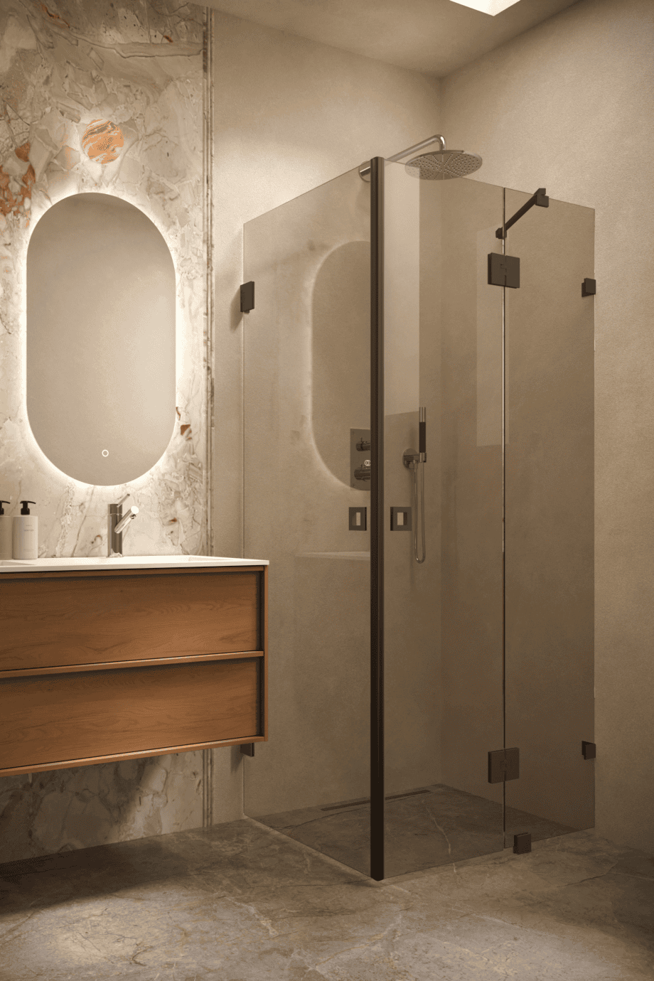 Duschecke Hietakari Vetro 545, schwarze Beschläge, Bronzeglas