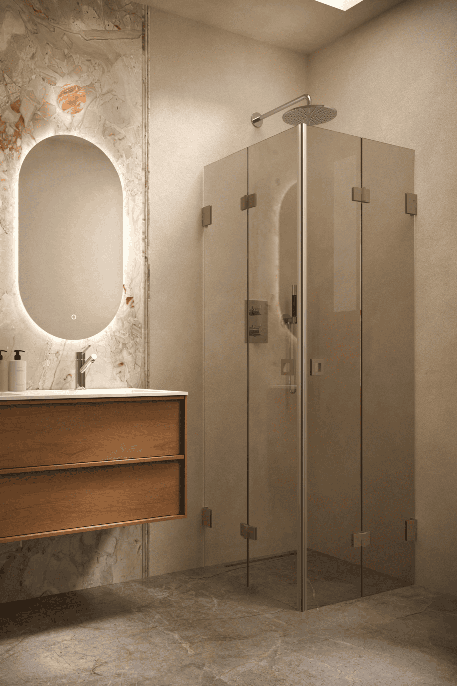 Duschecke Hietakari Vetro 546, Beschläge Mocha, Bronzeglas Duschecke Hietakari Vetro 546, Beschläge Mocha, Bronzeglas