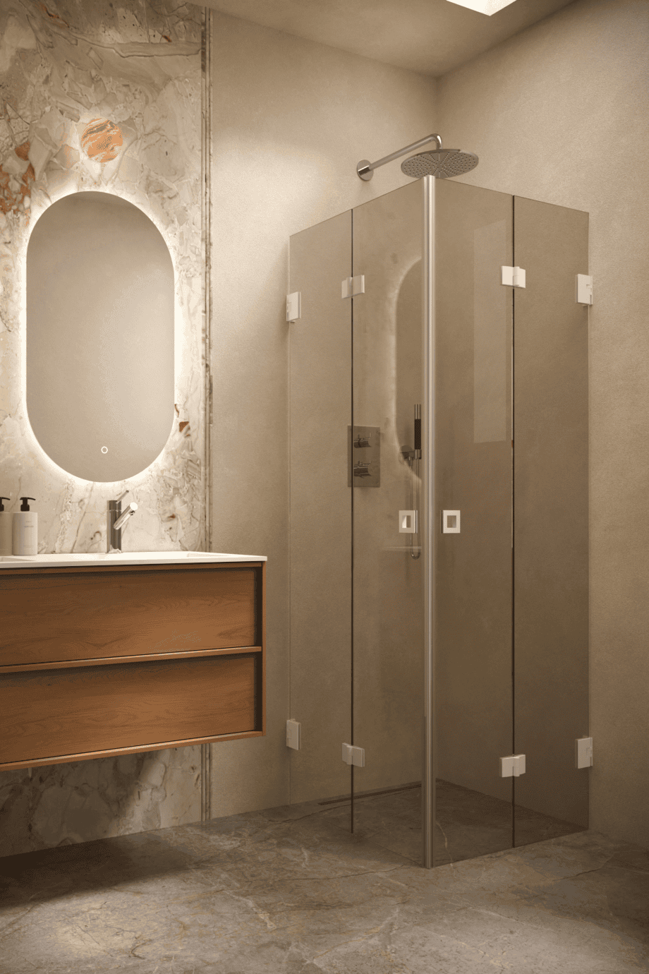 Duschecke Hietakari Vetro 546, weisse Beschläge, Bronzeglas Duschecke Hietakari Vetro 546, weisse Beschläge, Bronzeglas