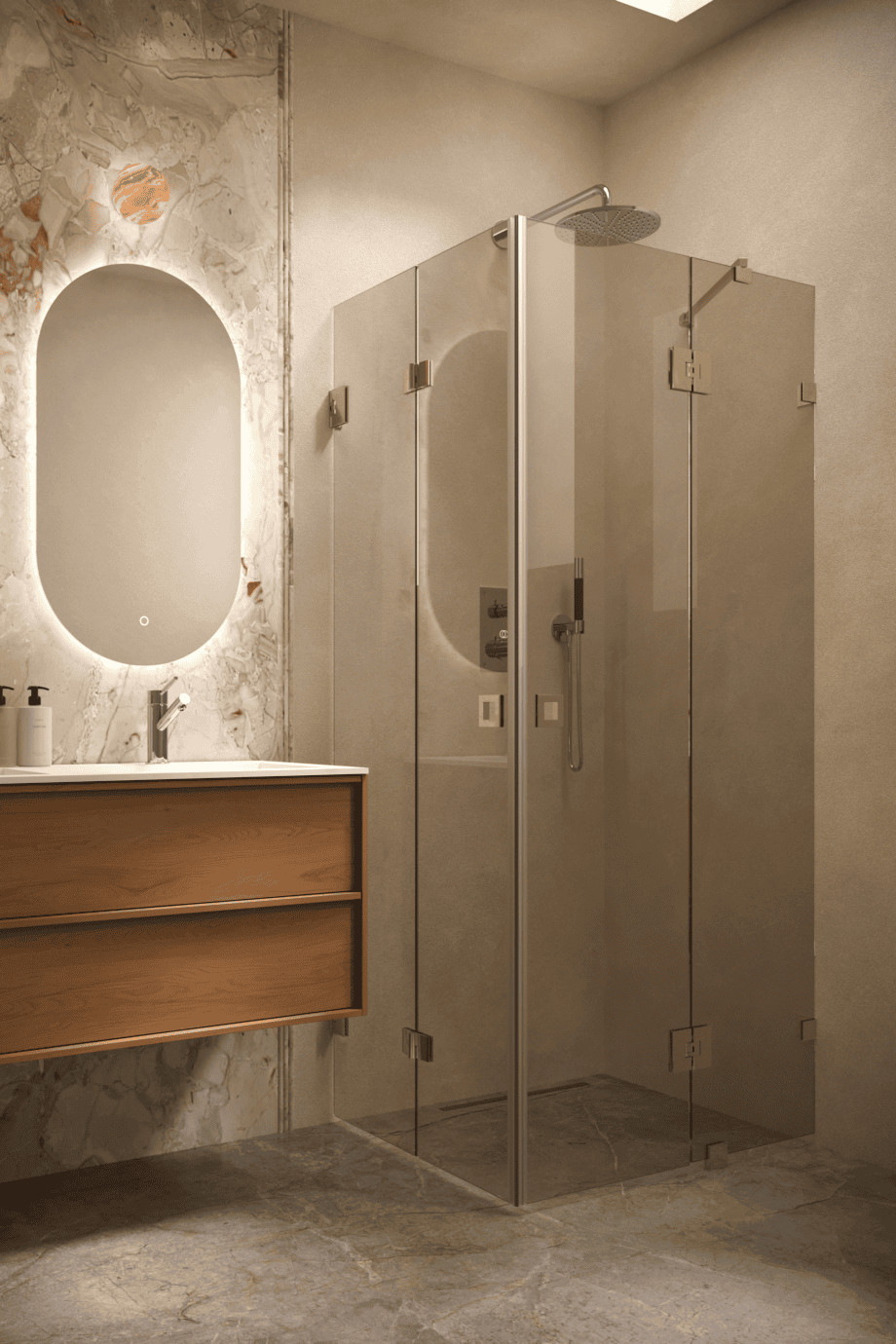 Duschecke Hietakari Vetro 547, Messingbeschläge, Bronzeglas