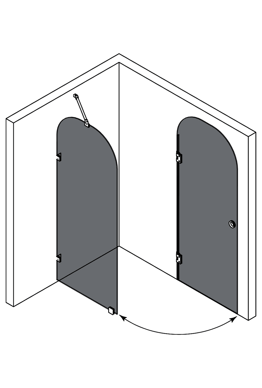 Duschecke Hietakari Vetro 566 – 3D-Zeichnung Duschecke Hietakari Vetro 566 – 3D-Zeichnung