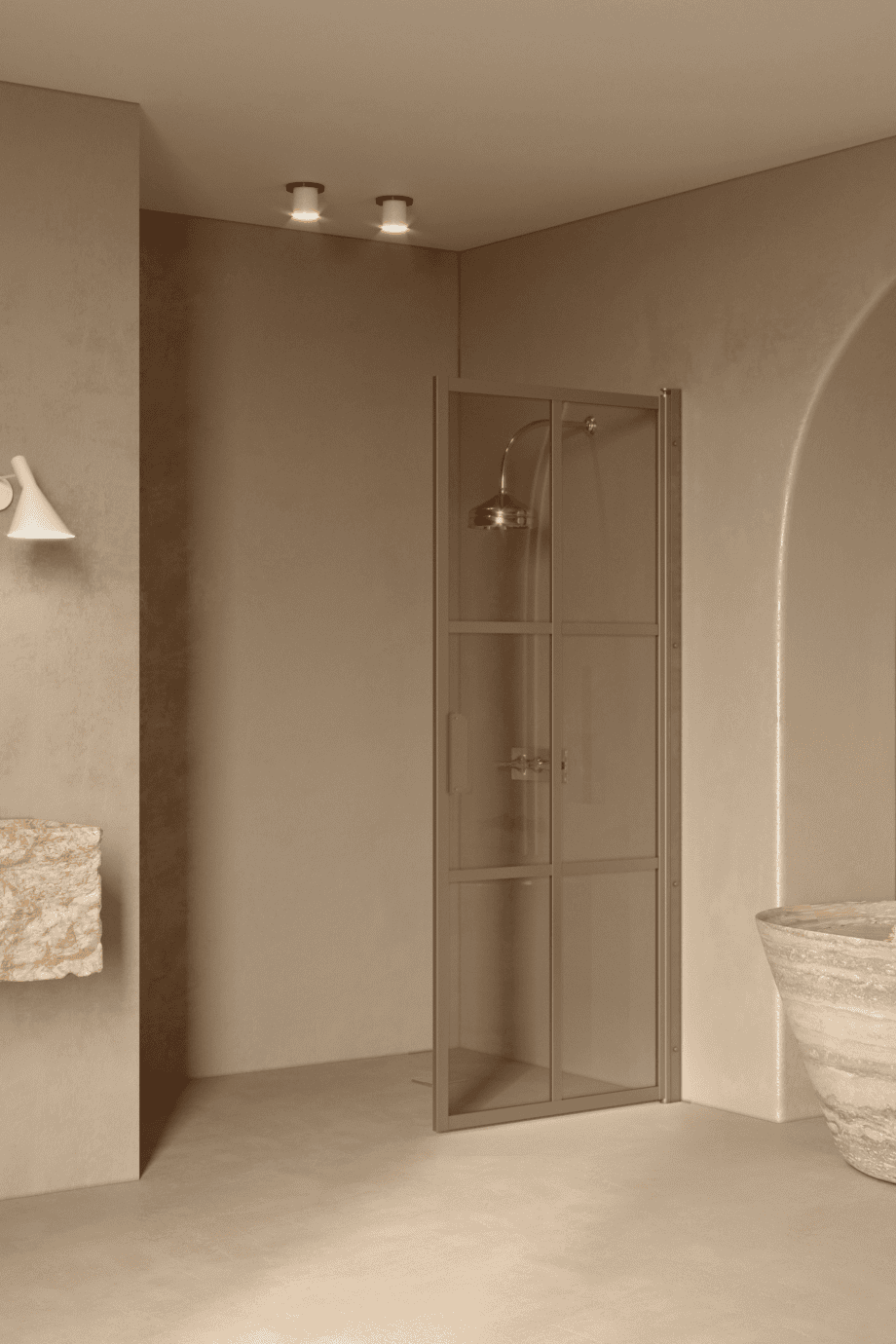 Dusch-Drehtür Hietakari Bläk 738 Paris, Rahmen Sand, Bronzeglas
