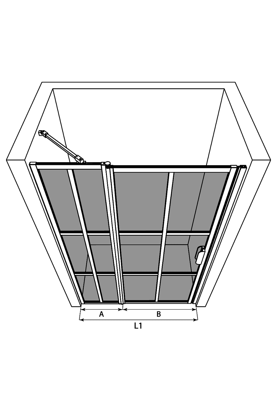 Dusch-Drehtür mit Festteil und Wandmagnet Hietakari Bläk 793 Paris – 3