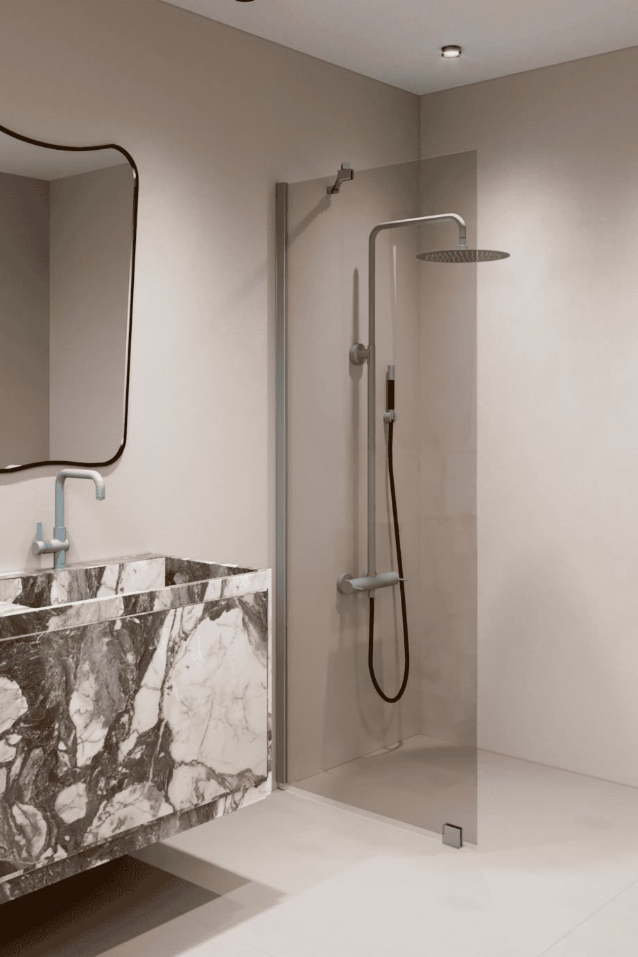Feste Duschwand Hietakari Forma 301, Aluminiumrahmen, Bronzeglas