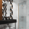 Faltbare Duschwand Hietakari Forma 303, Rahmen Sand, Riffelglas (Reeded)