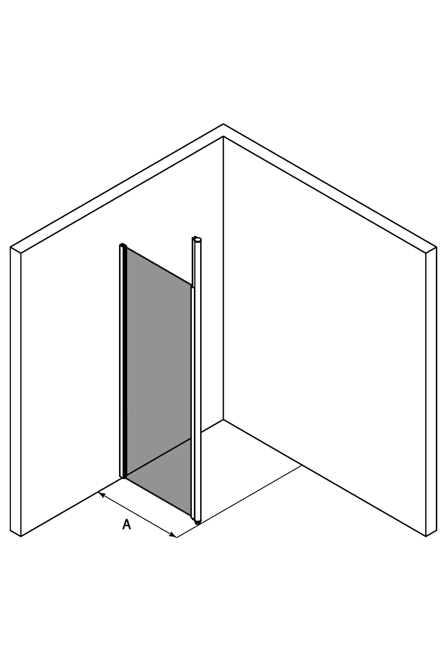 Duschwand mit festem Frontpfosten Hietakari Infinia 112 – 3