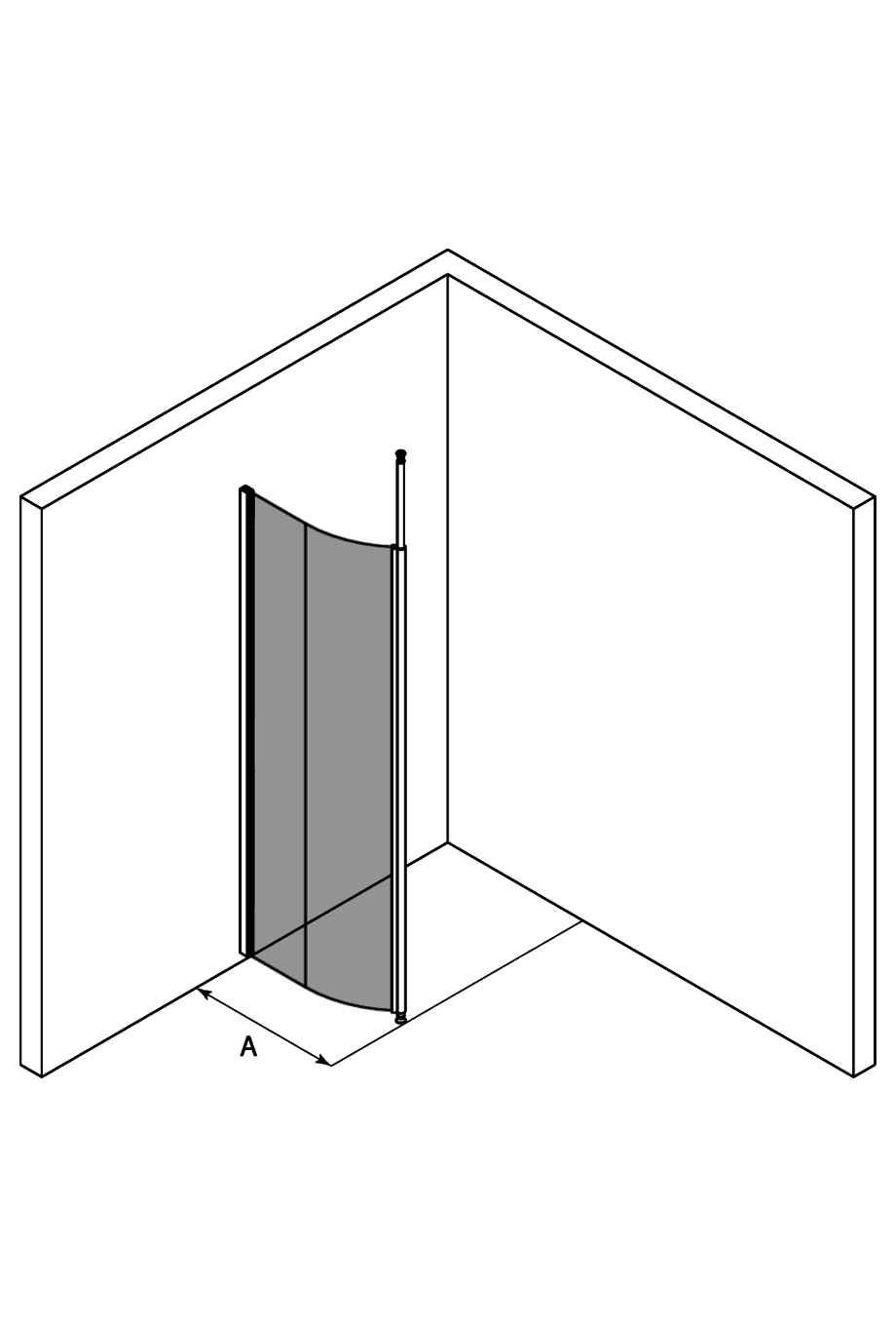 Gebogene Duschwand mit Teleskopstütze Hietakari Infinia 121 – 3