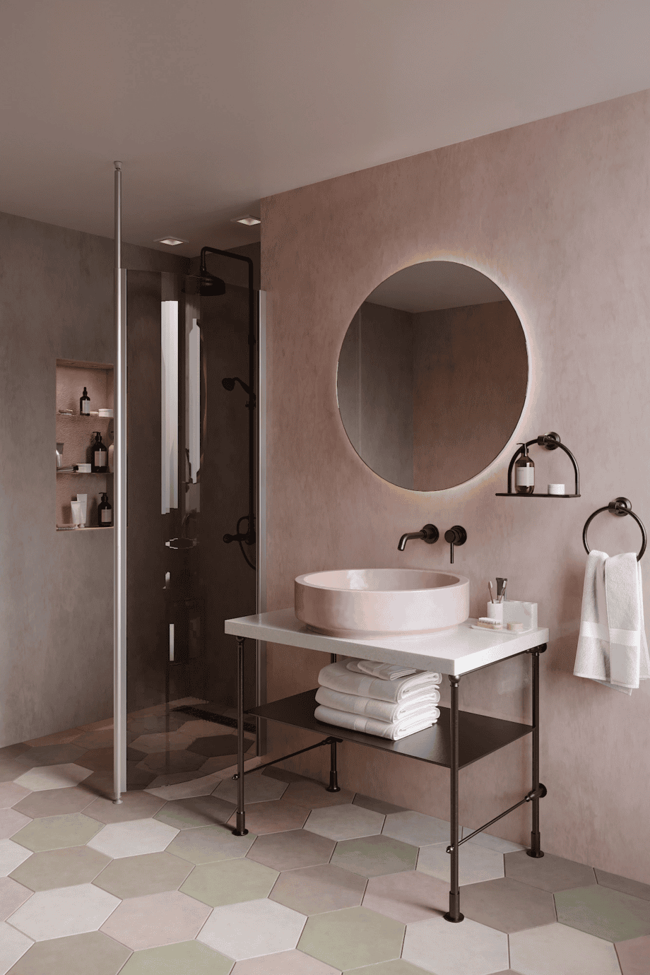 Gebogene Duschwand mit Teleskopstütze Hietakari Infinia 121, Aluminiumrahmen, Grauglas Gebogene Duschwand mit Teleskopstütze Hietakari Infinia 121, Aluminiumrahmen, Grauglas