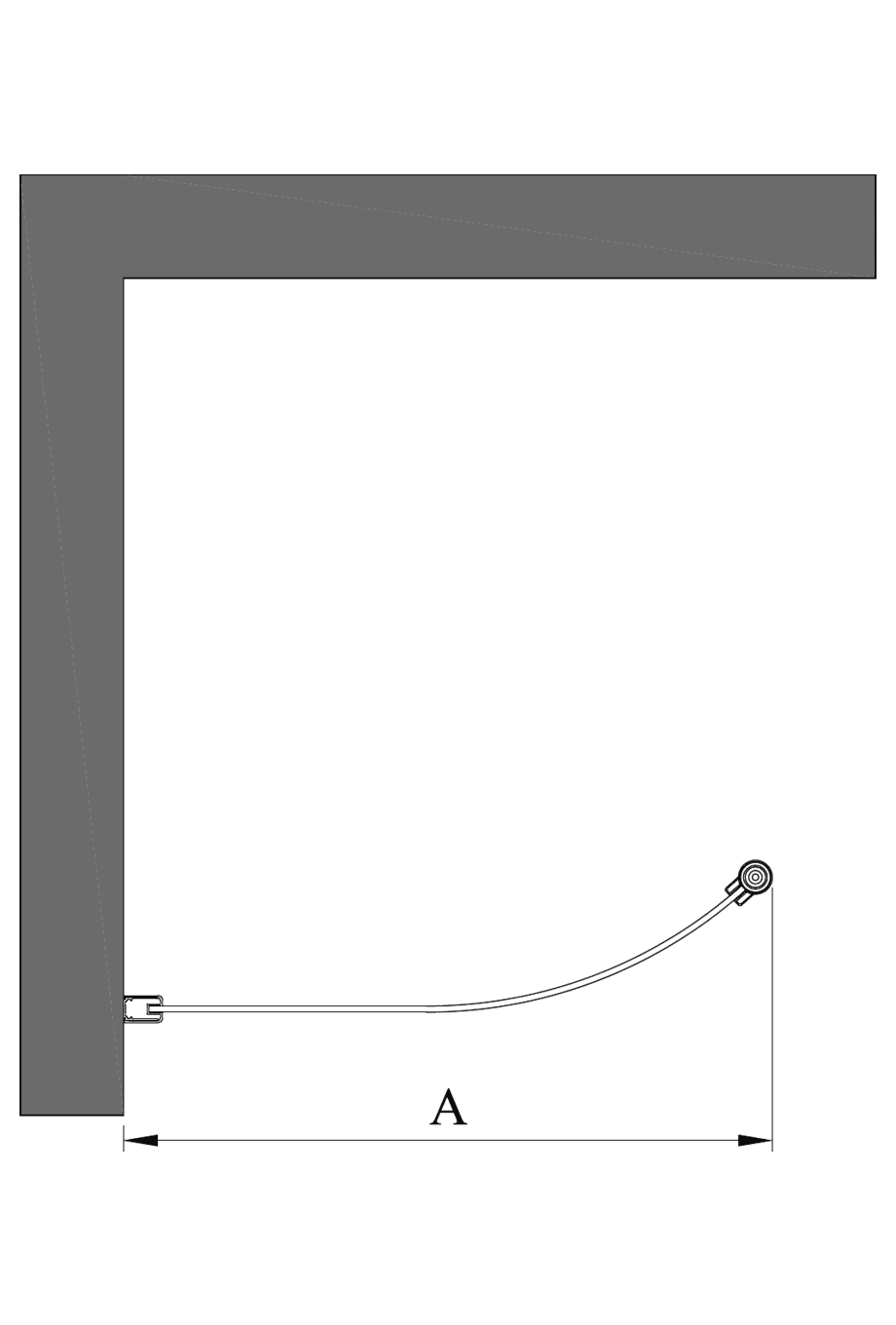 Gebogene Duschwand mit Teleskopstütze Hietakari Infinia 121 – 2