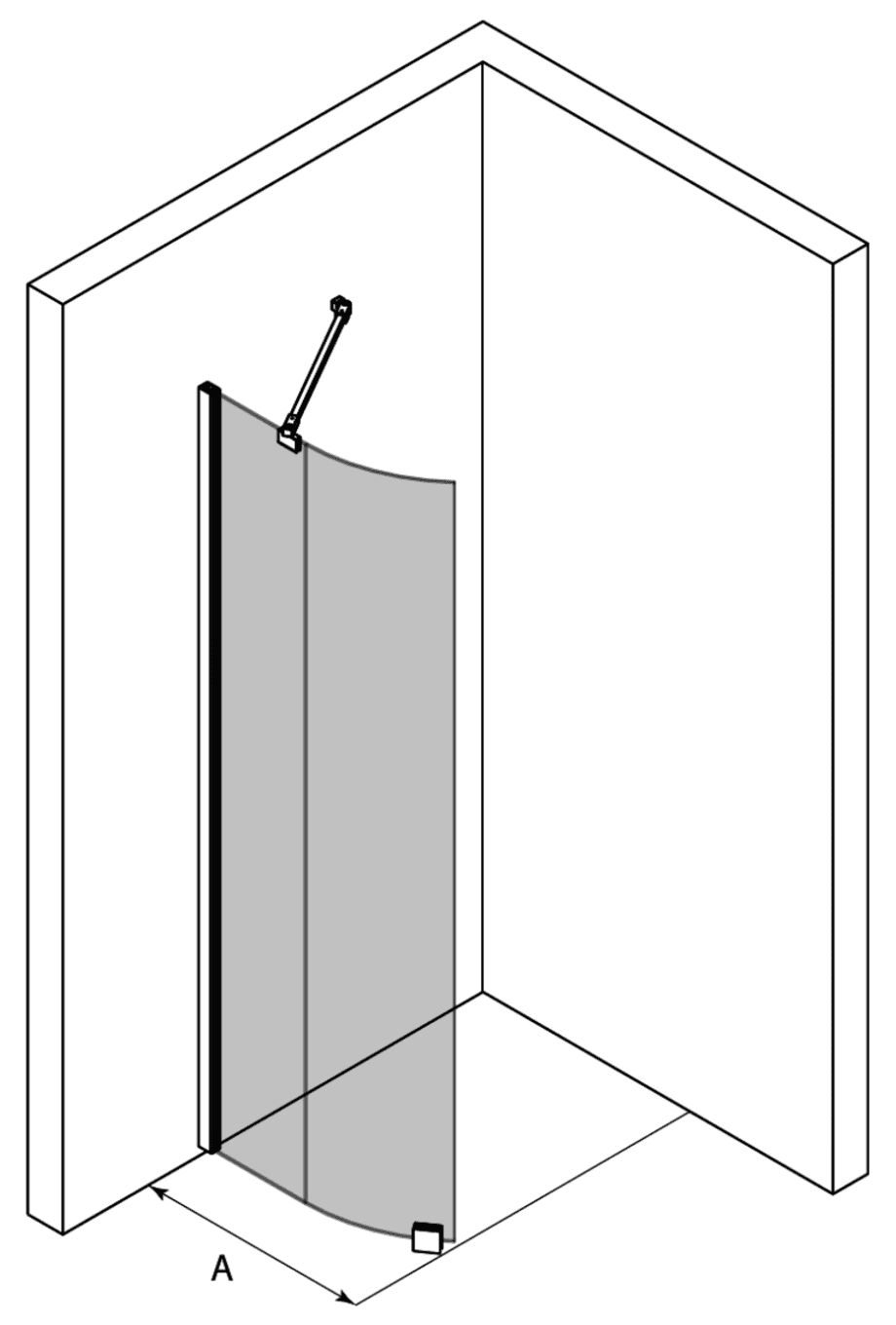 Gebogene feste Duschwand Hietakari Infinia 221 – Ansicht 3 Gebogene feste Duschwand Hietakari Infinia 221 – 3
