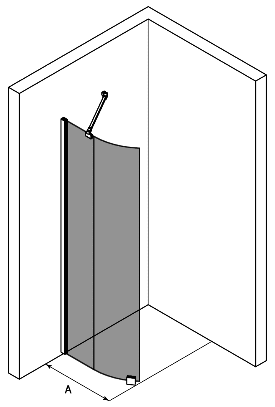Gebogene feste Duschwand Hietakari Infinia 221 – 3