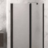 Dusch-Drehtür mit Festteil und Wandmagnet Hietakari Infinia 235, schwarzer Rahmen, Chinchilla Ornamentglas