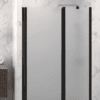 Dusch-Drehtür mit Festteil und Wandmagnet Hietakari Infinia 235, schwarzer Rahmen, satiniertes Glas