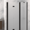 Dusch-Falttür mit Festteil und Wandmagnet Hietakari Infinia 236, schwarzer Rahmen, satiniertes Glas