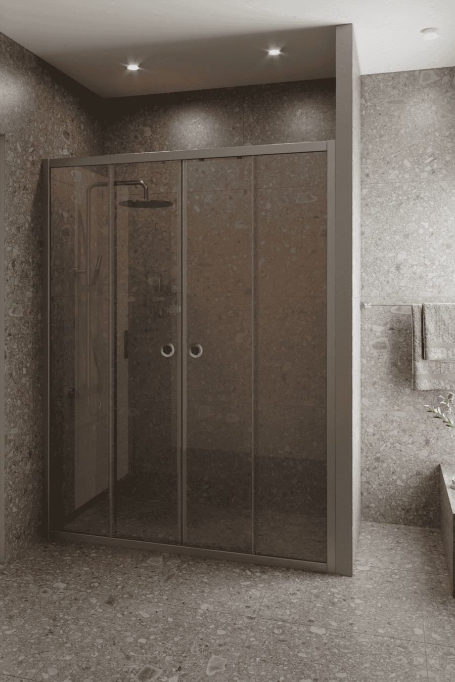 Duschabtrennung für Nische Hietakari Forma 464, Aluminiumrahmen, Bronzeglas Duschabtrennung für Nische Hietakari Forma 464, Aluminiumrahmen, Bronzeglas