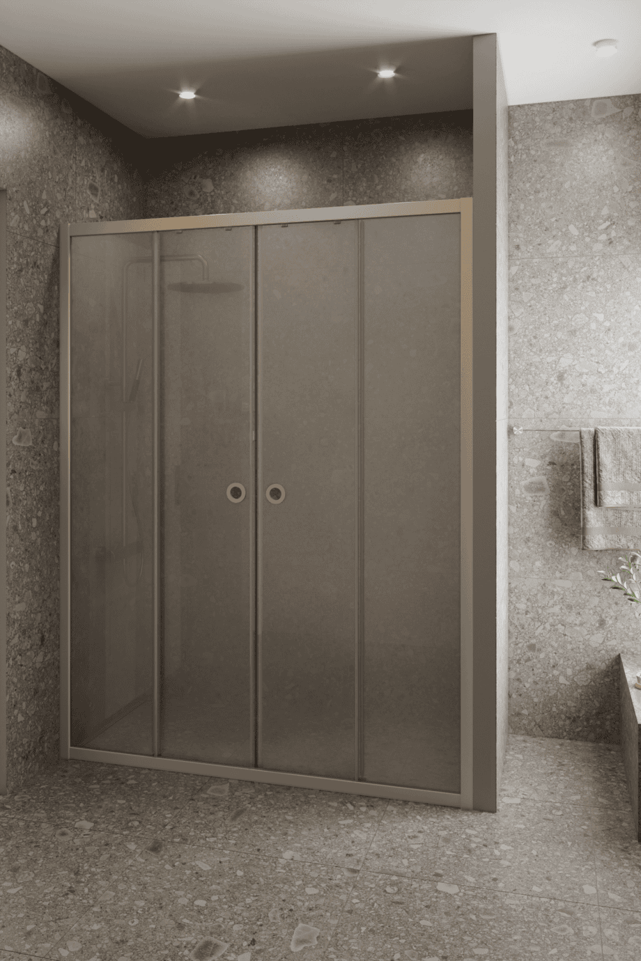 Duschabtrennung für Nische Hietakari Forma 464, Rahmen Sand, satiniertes Glas Duschabtrennung für Nische Hietakari Forma 464, Rahmen Sand, satiniertes Glas