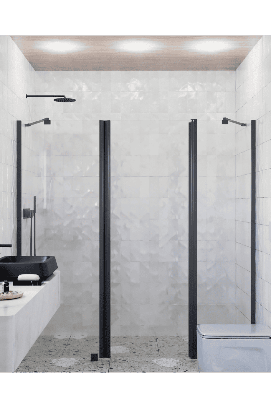 Duschabtrennung für Nische Hietakari Infinia 239, Festwand + Drehtür mit Festteil – Ansicht 5 Duschabtrennung für Nische Hietakari Infinia 239, Festwand + Drehtür mit Festteil – 5