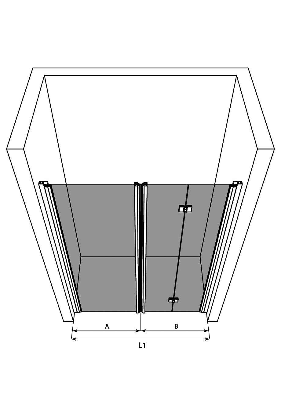 Duschabtrennung für Nische Hietakari Infinia 242, Drehtür + Falttür – 3