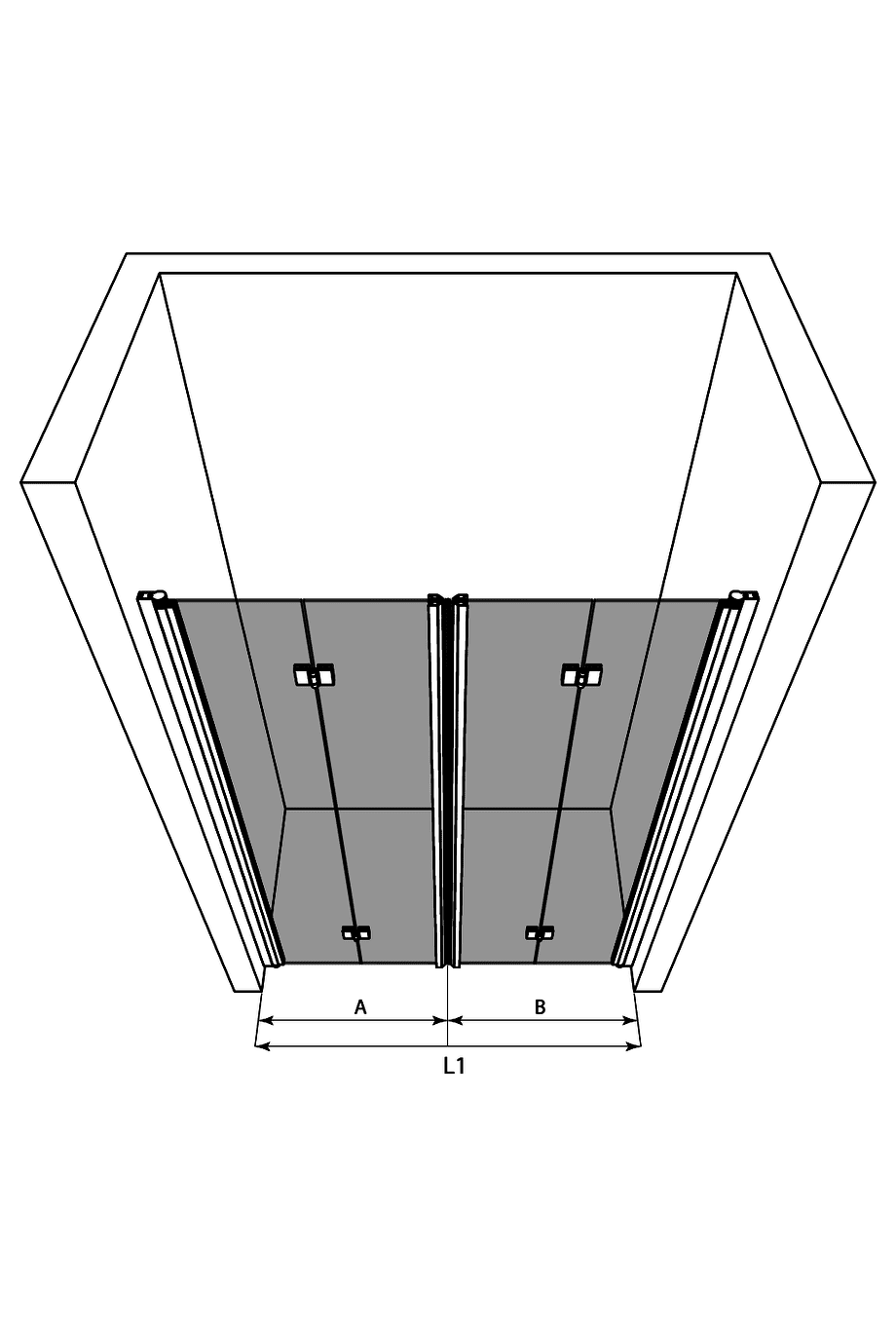Duschabtrennung für Nische Hietakari Infinia 245, Falttür + Falttür – 3