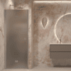 Dusch-Falttür mit Wandmagnet Hietakari Forma 383, Aluminiumrahmen, graues satiniertes Glas