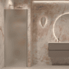Dusch-Falttür mit Wandmagnet Hietakari Forma 383, Aluminiumrahmen, satiniertes Glas