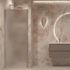 Dusch-Falttür mit Wandmagnet Hietakari Forma 383, Aluminiumrahmen, extraklares satiniertes Glas