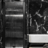 Dusch-Falttür mit Wandmagnet Hietakari Forma 383, schwarzer Rahmen, Riffelglas (Reeded)