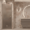 Dusch-Falttür mit Wandmagnet Hietakari Forma 383, Rahmen Sand, braunes satiniertes Glas