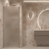 Dusch-Falttür mit Wandmagnet Hietakari Forma 383, Rahmen Sand, satiniertes Glas