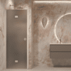 Dusch-Falttür mit Wandmagnet Hietakari Forma 383, weisser Rahmen, graues satiniertes Glas