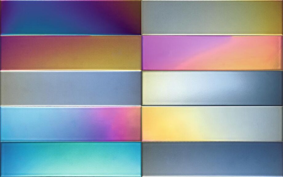 Sillerdava efektiga keraamiline seinaplaat Dune Flat Rainbow, 7,5x30 cm, 8 mm, vikerkaarevärviline