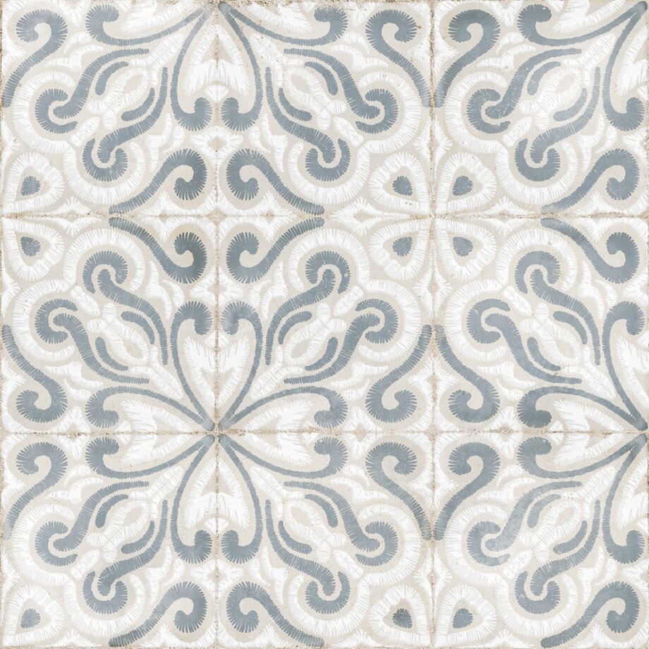 Gemusterte Bodenfliese aus Feinsteinzeug in Zementfliesen-Optik Dune Atlantique Josselin, 20x20 cm, 9 mm, Glaspasten-Relief – 2