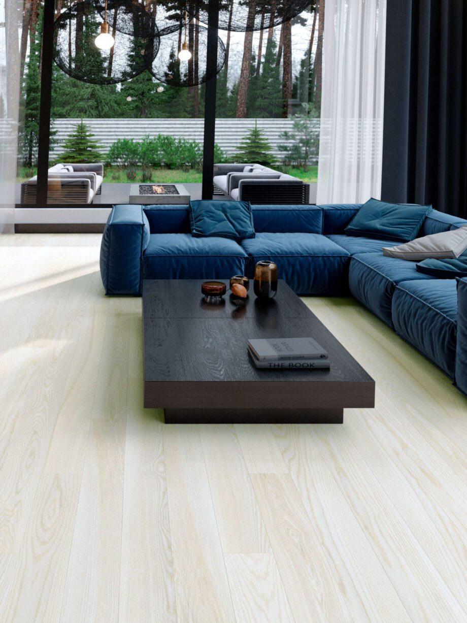 Landhausdiele Esche Esta Elegant Bianco Perla extramatt lackiert – Nahaufnahme Landhausdiele Esche Esta Elegant Bianco Perla extramatt lackiert – 3