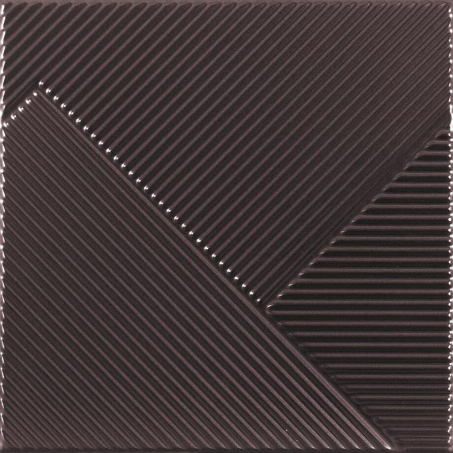 Keramik-Wandfliese mit gestreiftem 3D-Relief Dune Stripes Mix Mercury, 25x25 cm, 10 mm, Metallic-Silber