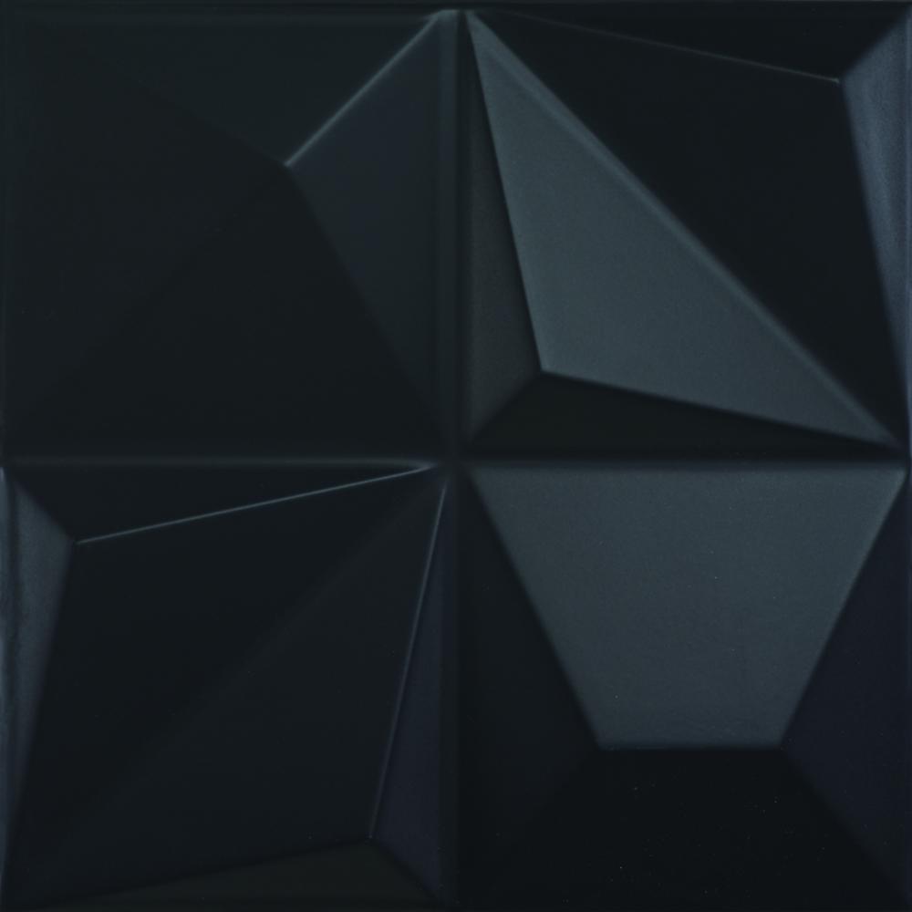 3D reljeefiga keraamiline seinaplaat Dune Multishapes Black, 25x25 cm, 9 mm, must